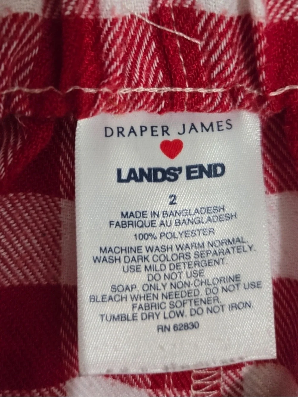 Draper James Red & White gingham check Pajama Set - Cozy Flannel